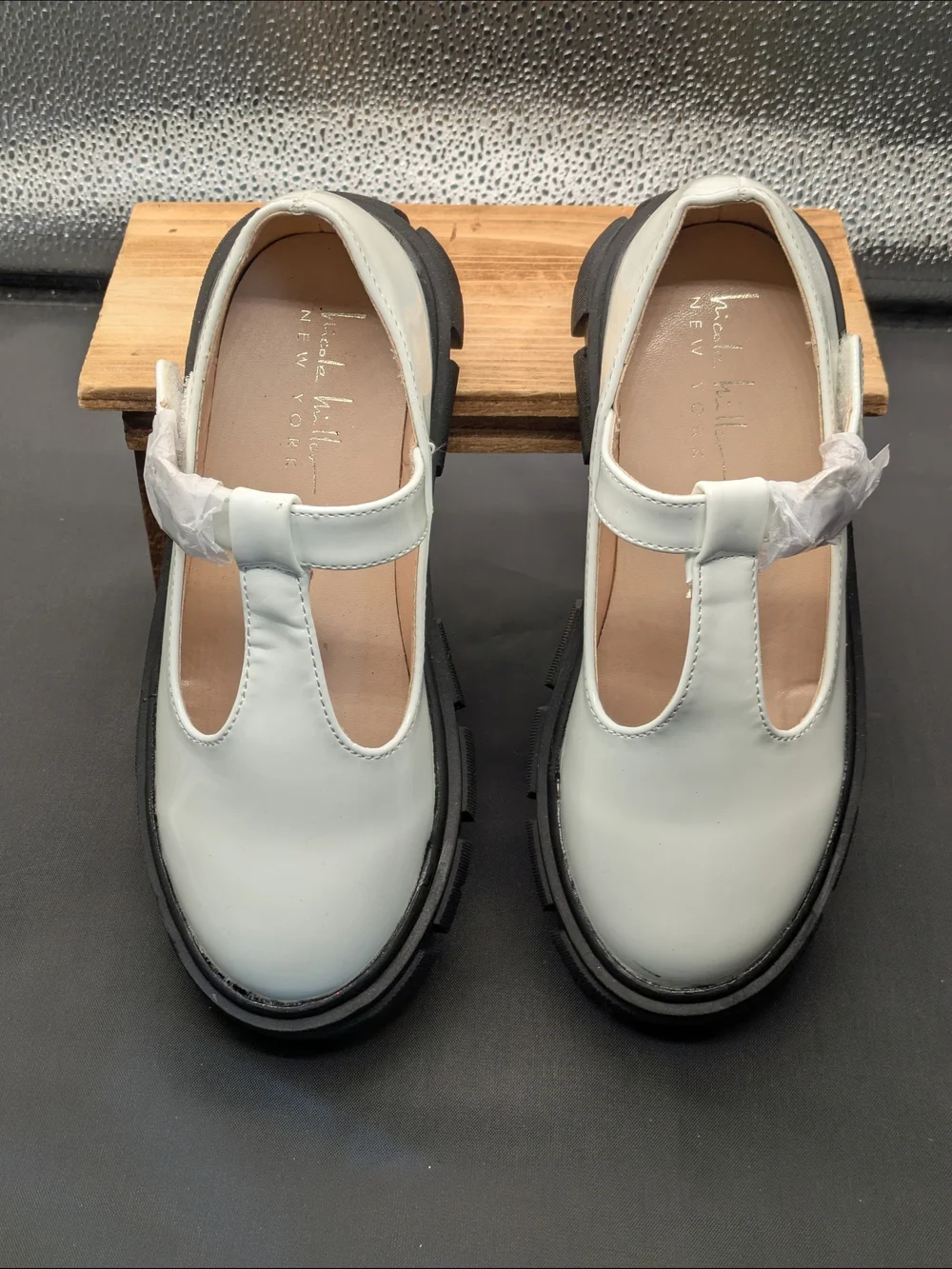 Nicole Miller White T-Strap Kids Dress Shoes Maryjanes Sz 1 Faux Leather